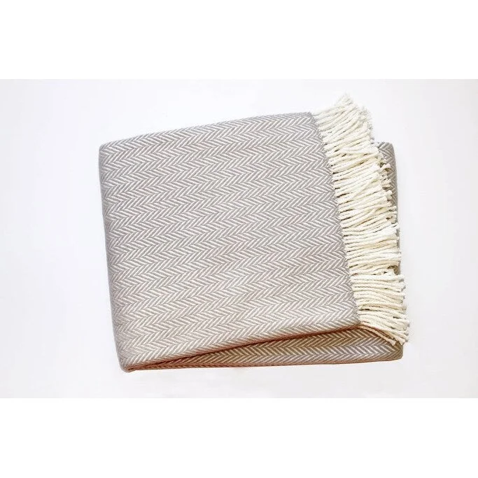 Grey and White Dreamy Soft Herringbone Throw Blanket