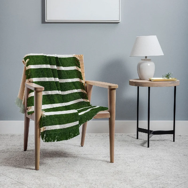 Little Arrow Design Co Crocodile Green Stripe Throw Blanket