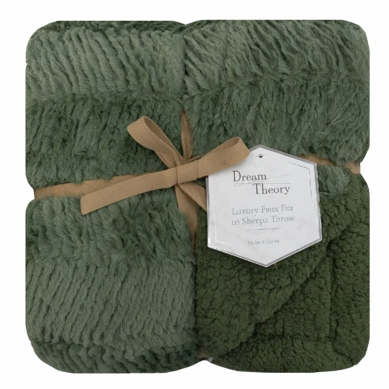 Luxury Olive Green Faux Sherpa Throw Blanket