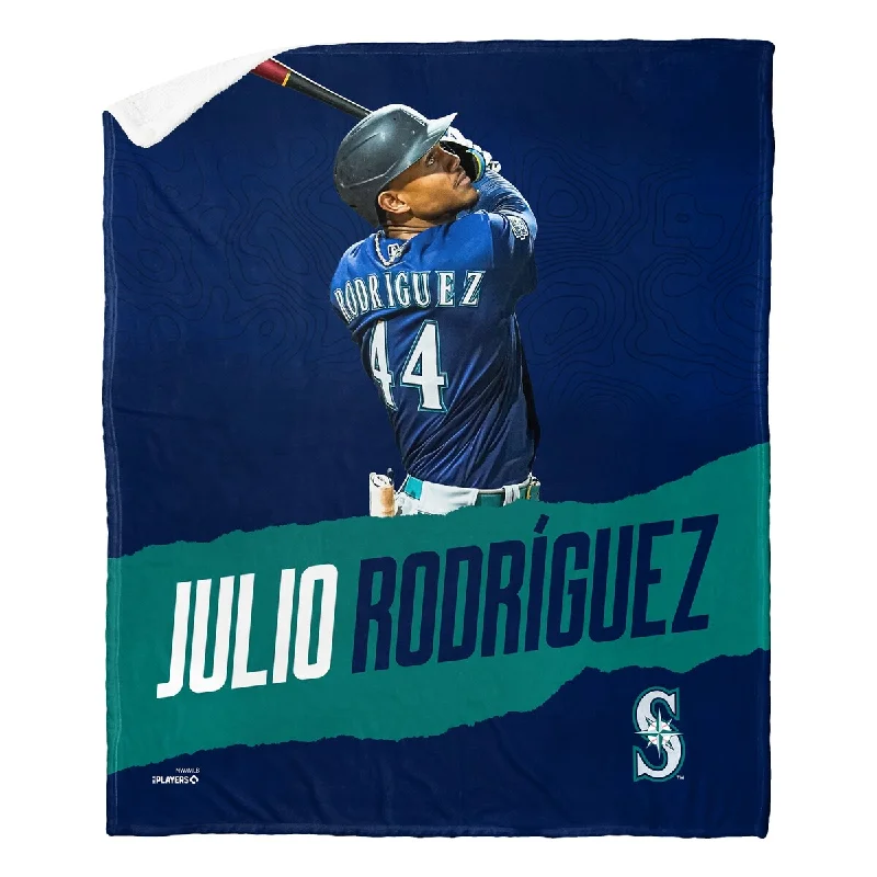 MLB Player Seattle Mariners Julio Rodriguez Silk Touch Sherpa Throw Blanket