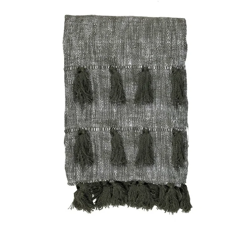 Multi Tassle Woven Cotton Throw Blanket