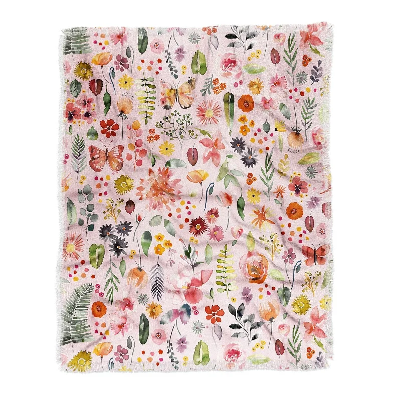 Ninola Design Countryside Botanical Pink Made To Order Throw Blanket