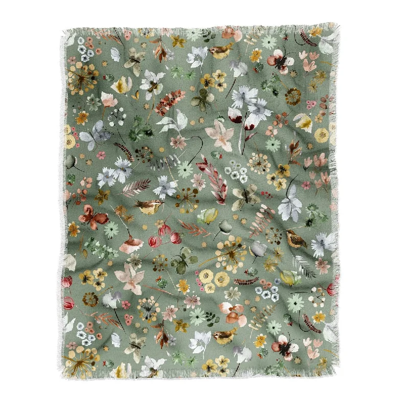 Ninola Design Wild Nature Countryside Green Made To Order Throw Blanket