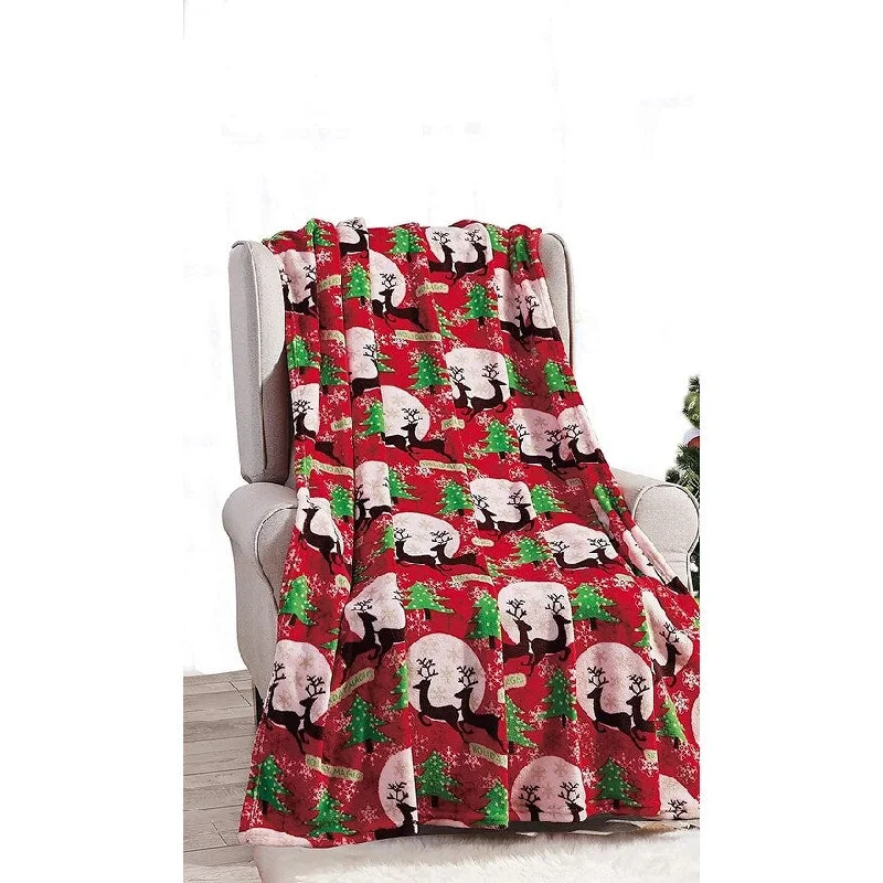 NobleHouse Festive Holiday Microplush Throw Blanket (50''x60'') - Holiday Magic