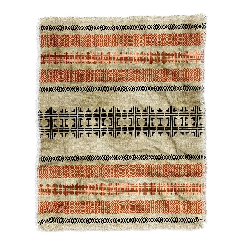 Sheila Wenzel-Ganny Orange Linen Tribal Made To Order Throw Blanket