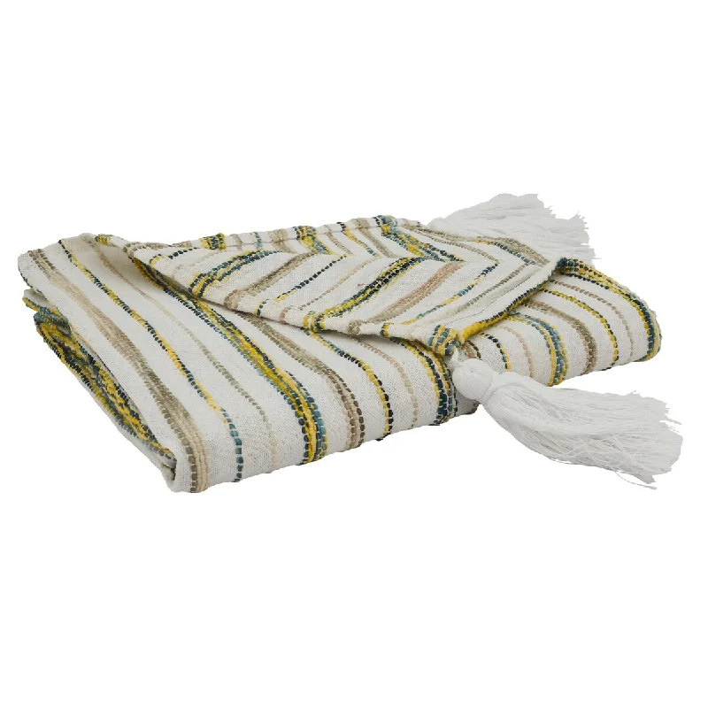 Throw Blanket With Striped Design