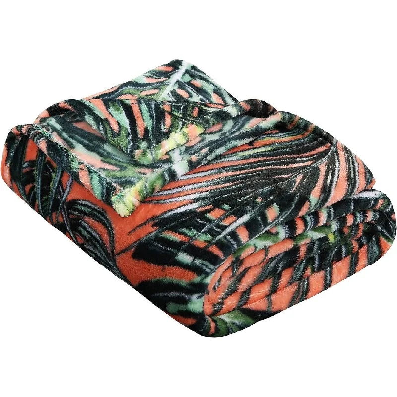 Tropical Summer Novelty Velvet Fleece Throw Blanket (50" x 60") - Palm Fronds